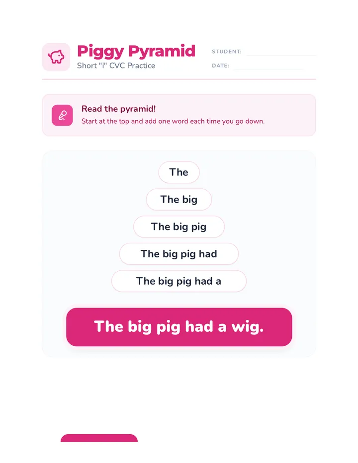Piggy Pyramid Worksheet