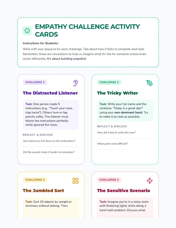 Empathy Challenge Activity Cards