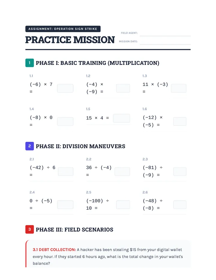 Sign Secrets Practice Worksheet