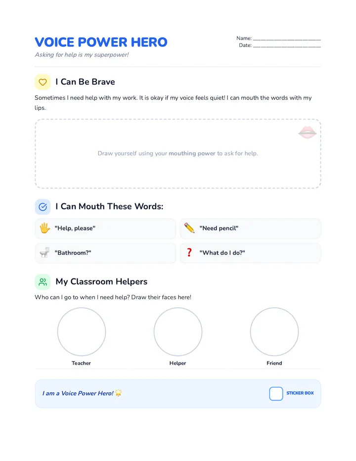 Brave Help Worksheet