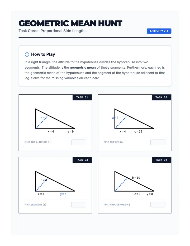 Geometric Mean Hunt Activity