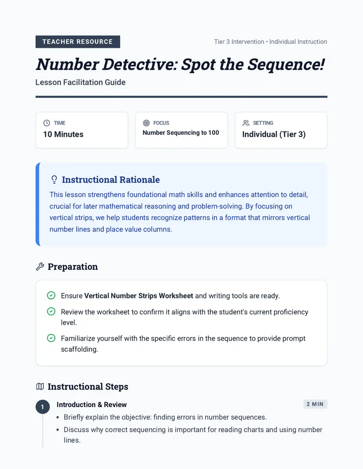 Number Detective Lesson Plan