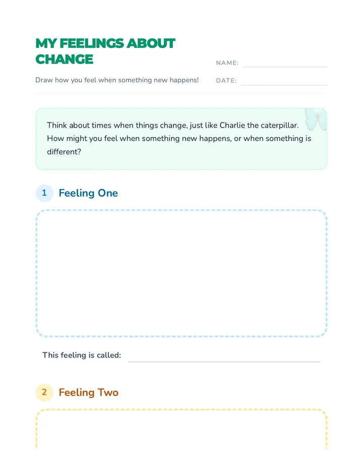 My Feelings About Change Drawing Activity
