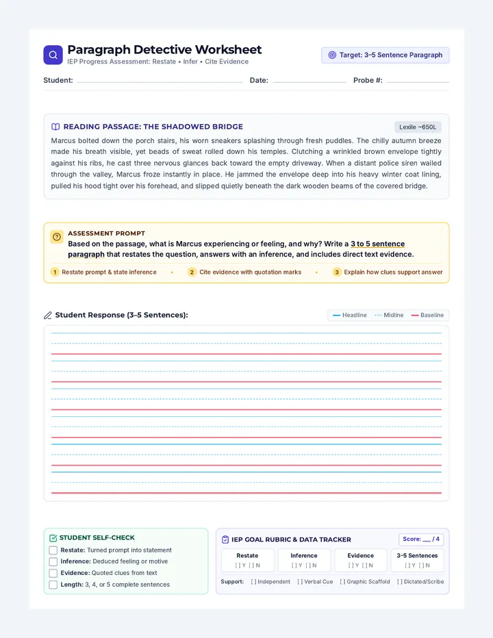 Paragraph Detective Worksheet