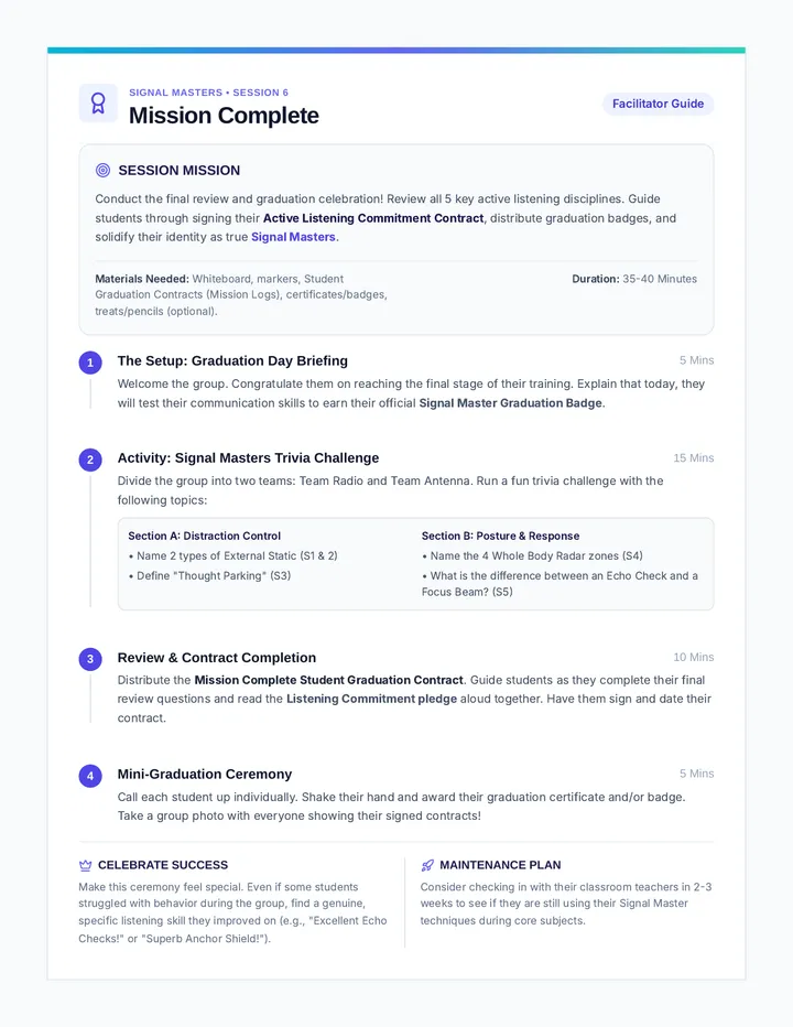 Mission Complete Facilitator Guide