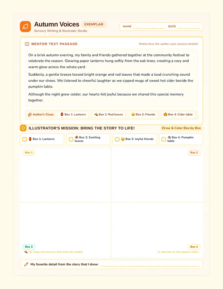 Autumn Voices Exemplar Worksheet