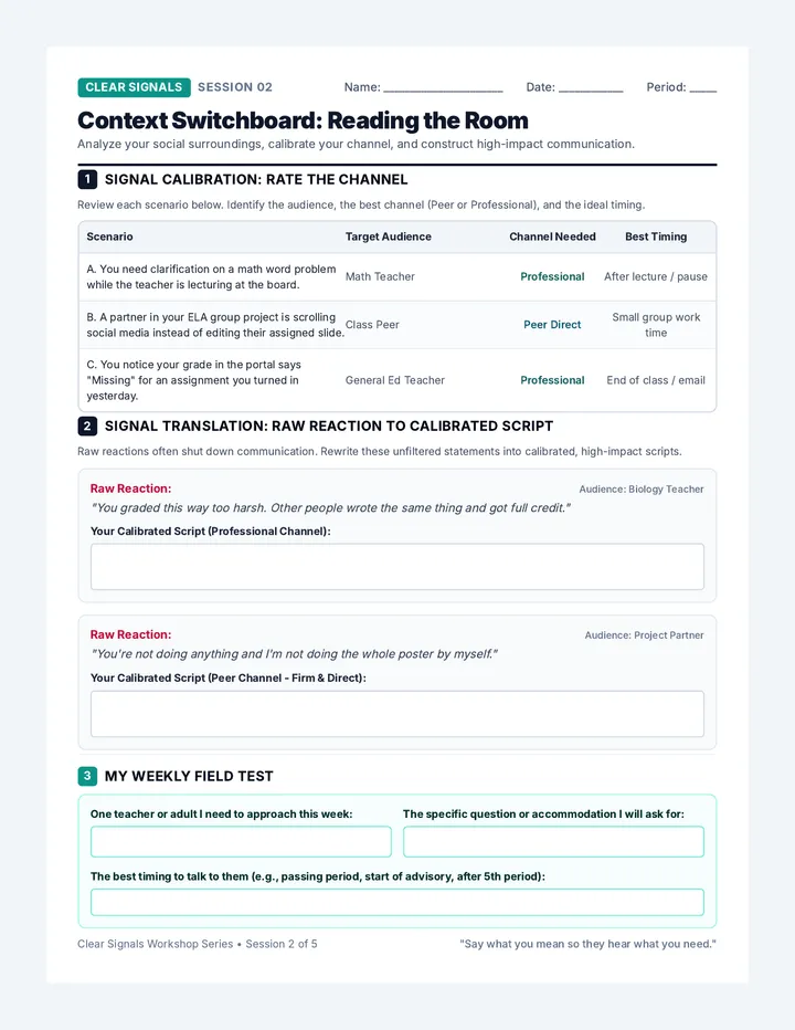 Context Switch Worksheet