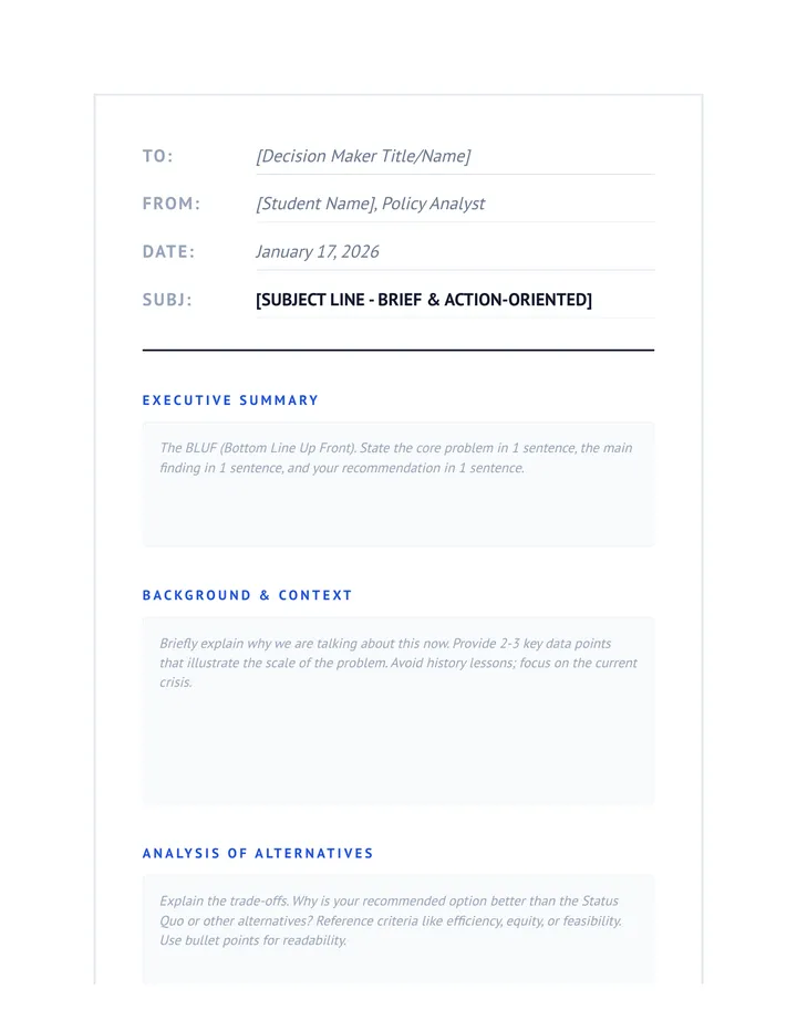 Memo Skeleton Template