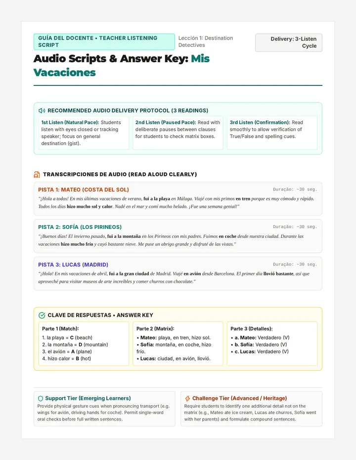 Destination Audio Script
