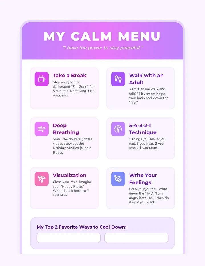 Calm Menu Reference