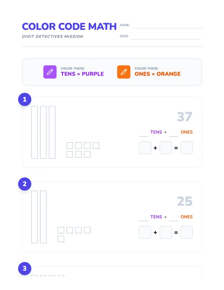 Color Code Math Worksheet