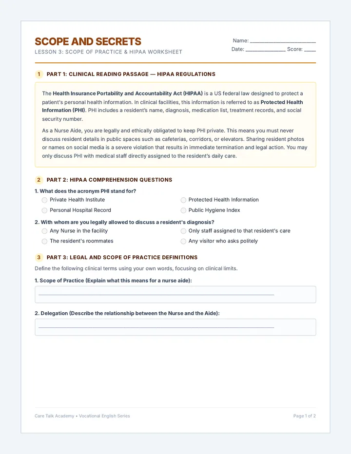 Scope and Secrets Worksheet