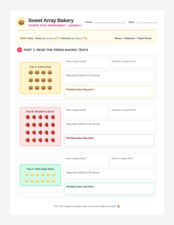 Cookie Tray Worksheet