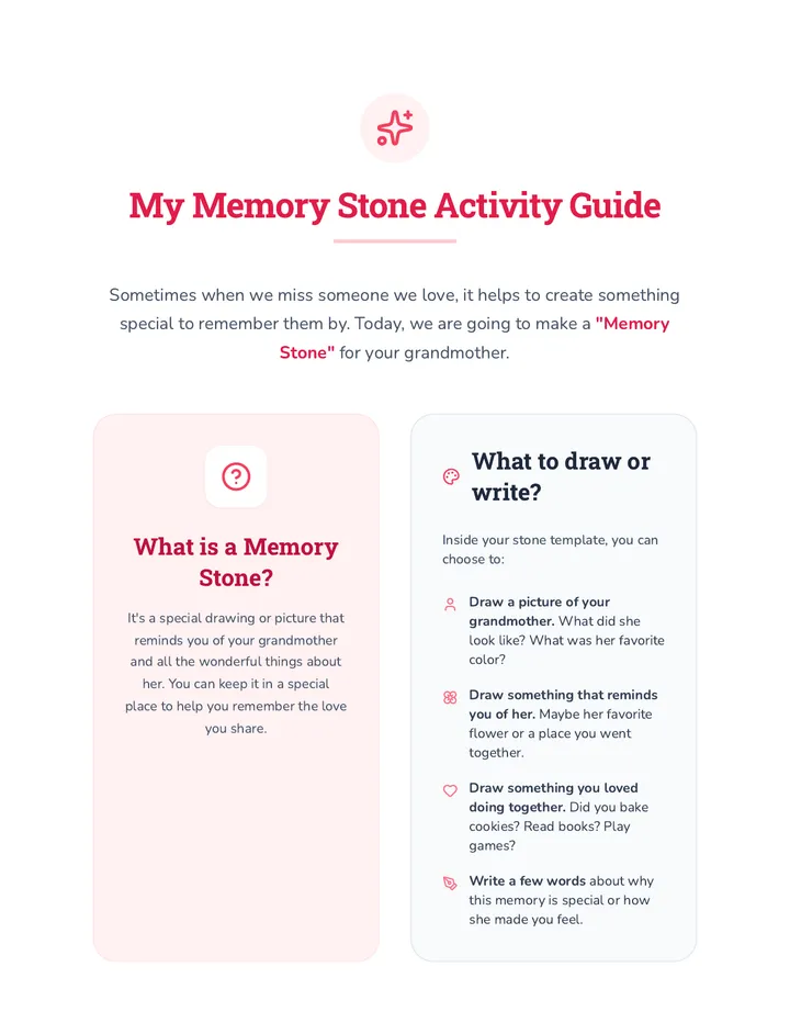 My Memory Stone Activity Guide