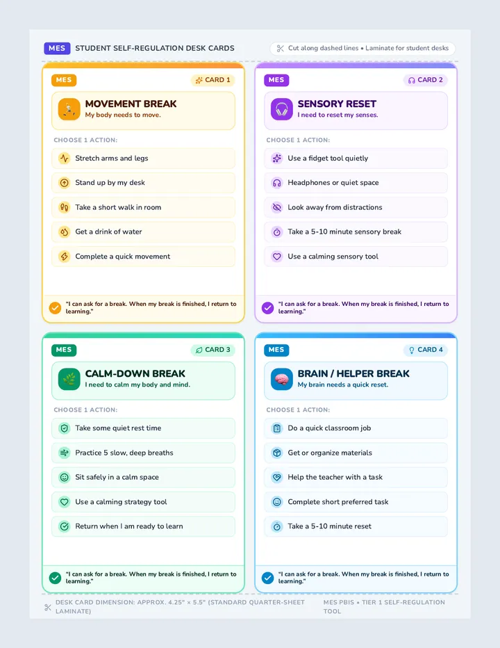 Break Choice Desk Cards