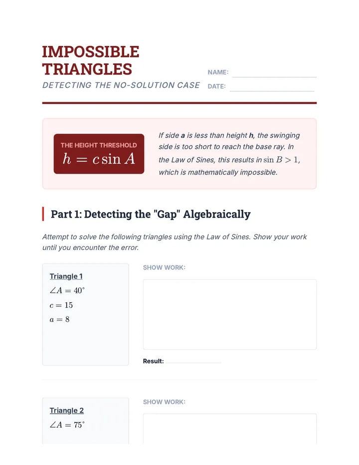 No Solution Worksheet