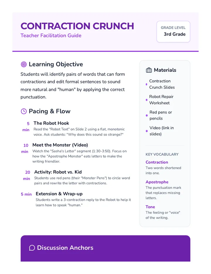 Contraction Crunch Teacher Guide