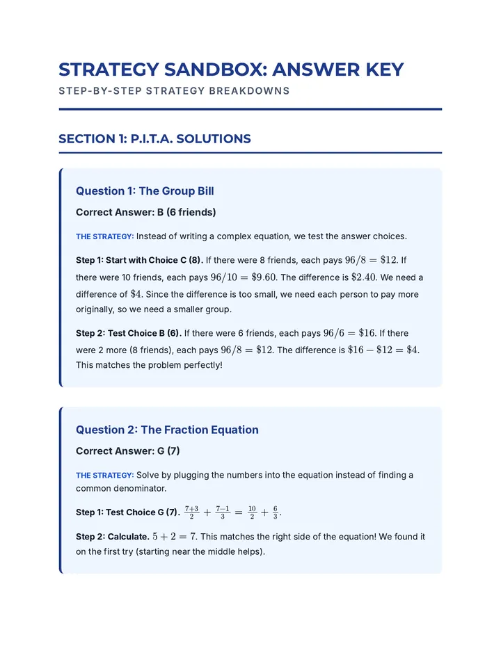 Strategy Sandbox Answer Key