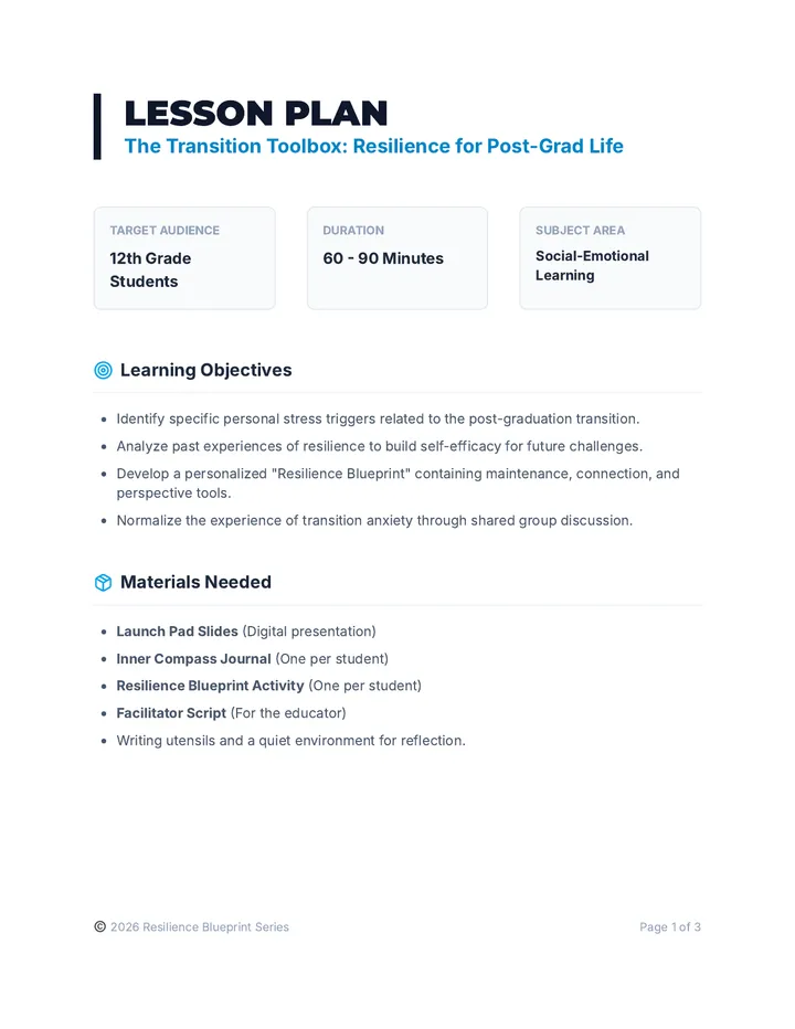 Transition Toolbox Lesson Plan