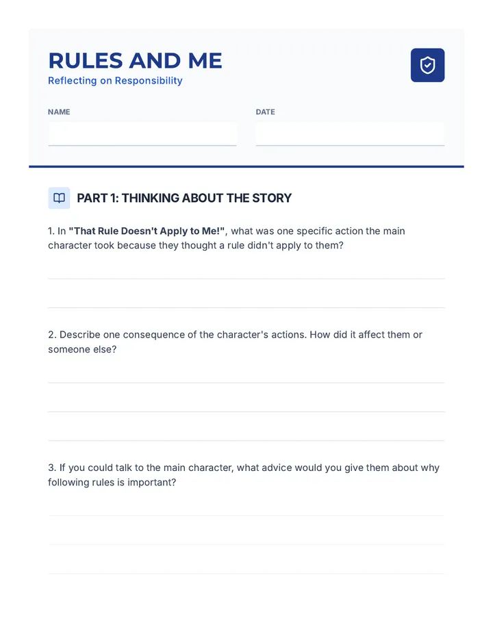 Rules and Me Worksheet