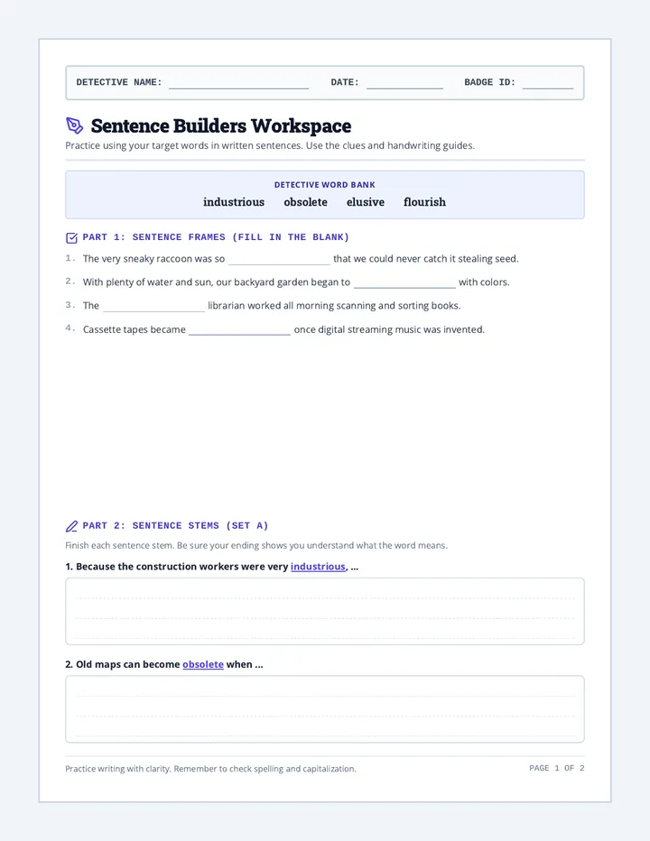 Sentence Builders Workspace
