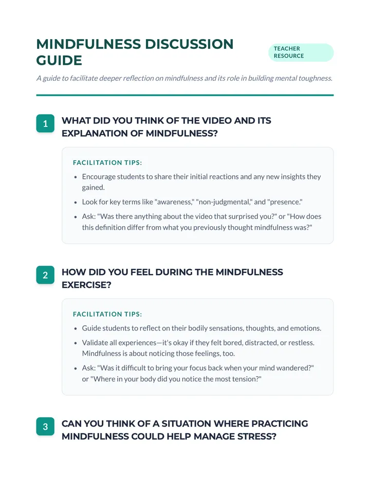 Mindfulness Mental Toughness Discussion Guide