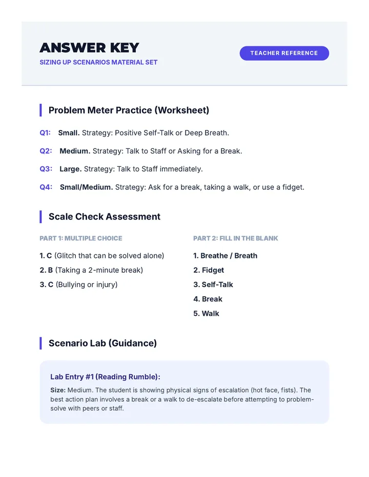 Sizing Up Answer Key