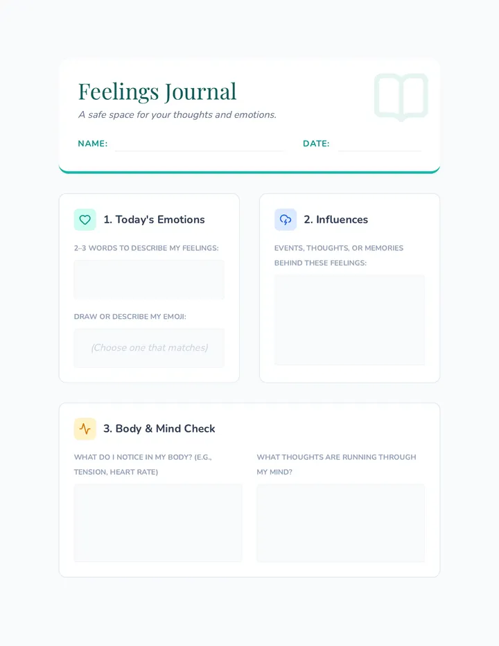 Feelings Journal Template