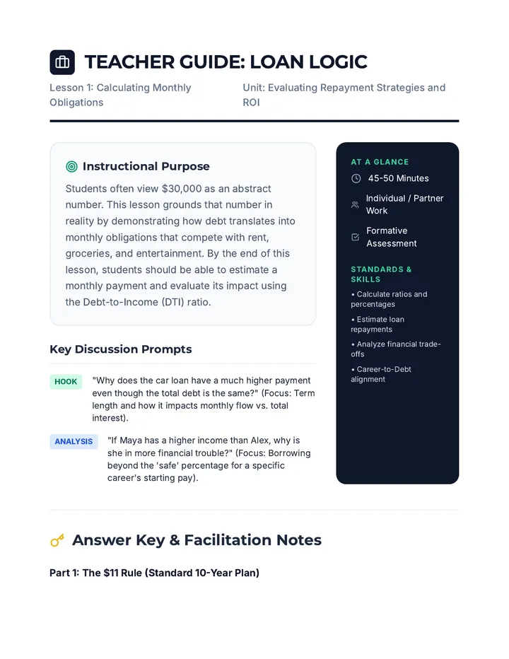 Loan Logic Teacher Guide