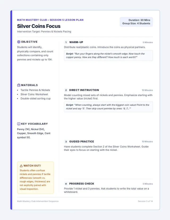 Silver Coins Lesson Plan