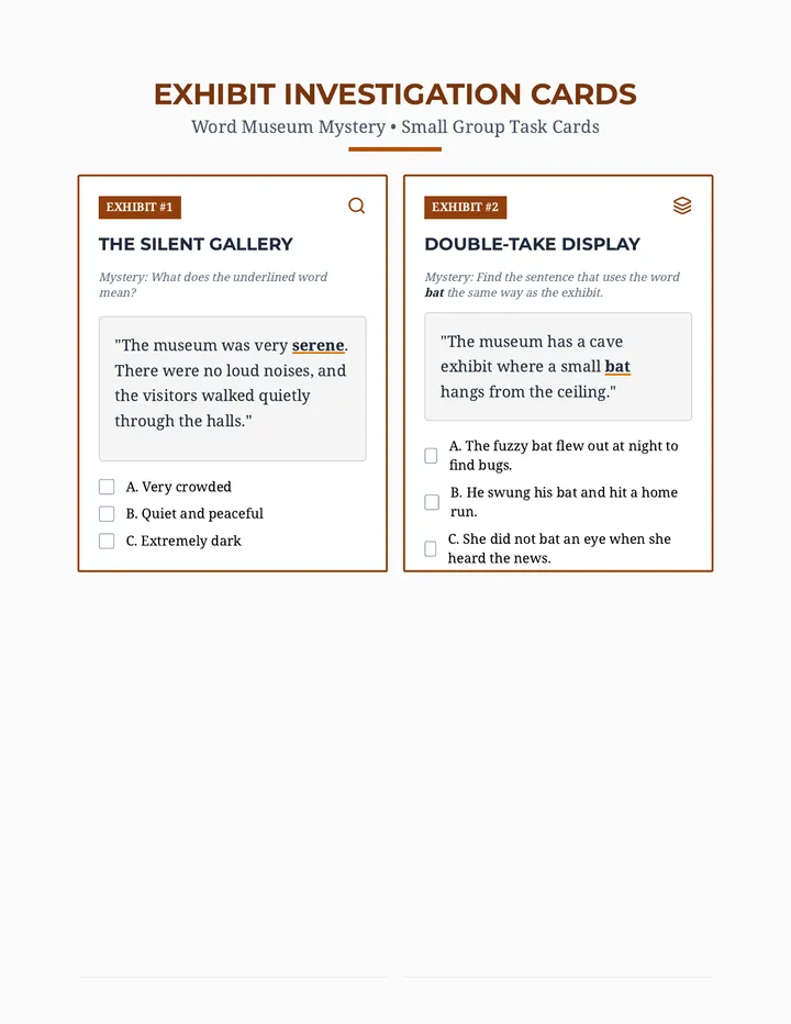 Exhibit Investigation Cards