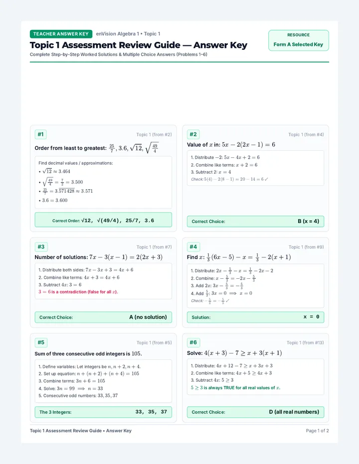 Topic 1 Review Guide Answer Key
