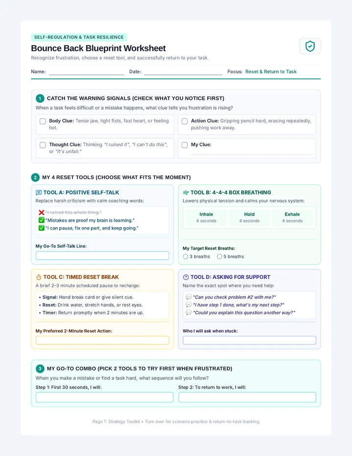 Bounce Back Blueprint Worksheet