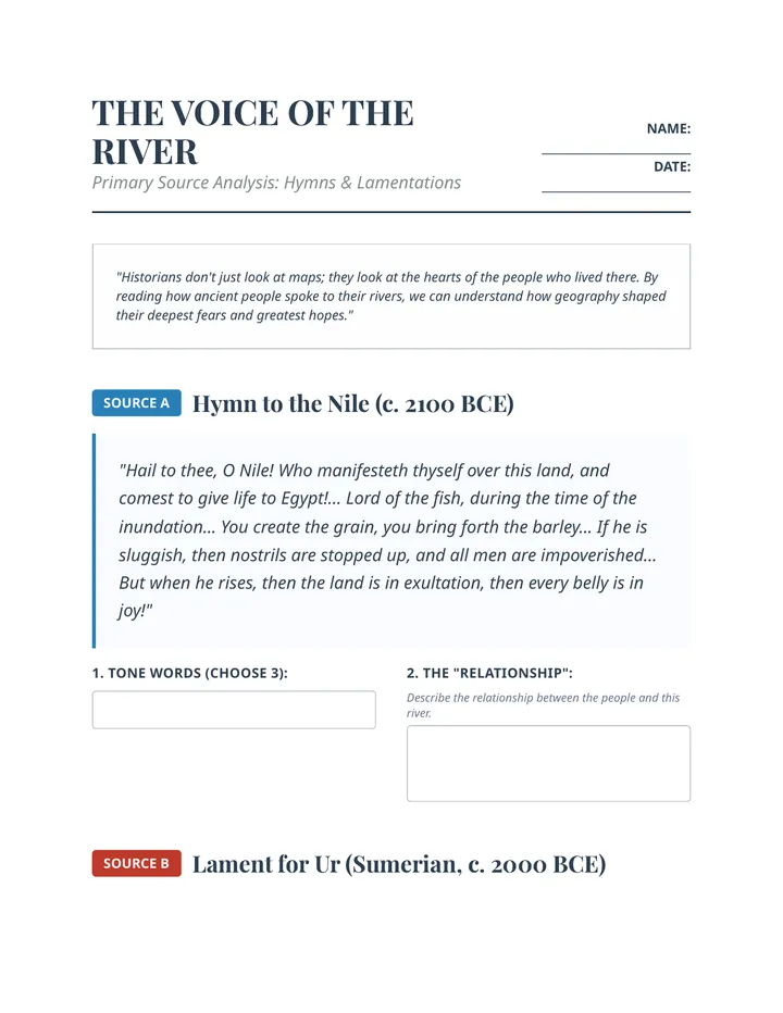 River Hymn Analysis Worksheet