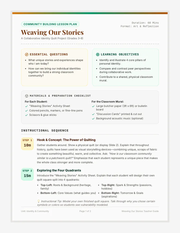 Weaving Stories Teacher Plan
