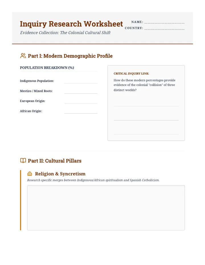 Inquiry Research Worksheet
