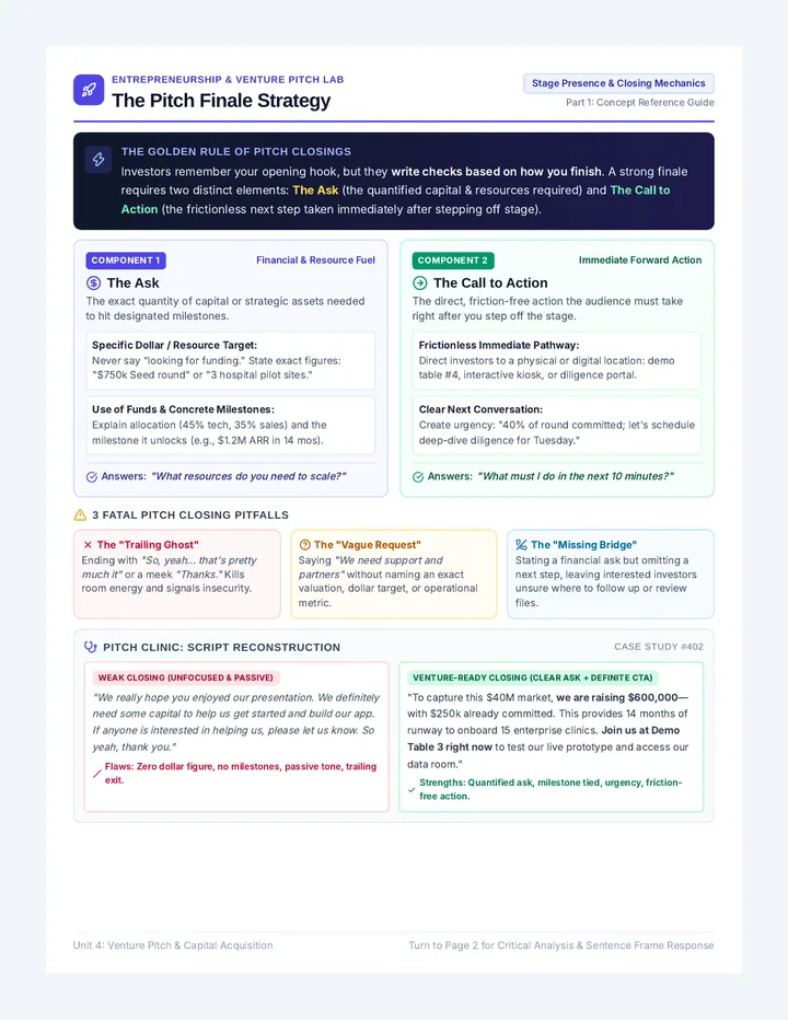 Pitch Finale Strategy Worksheet