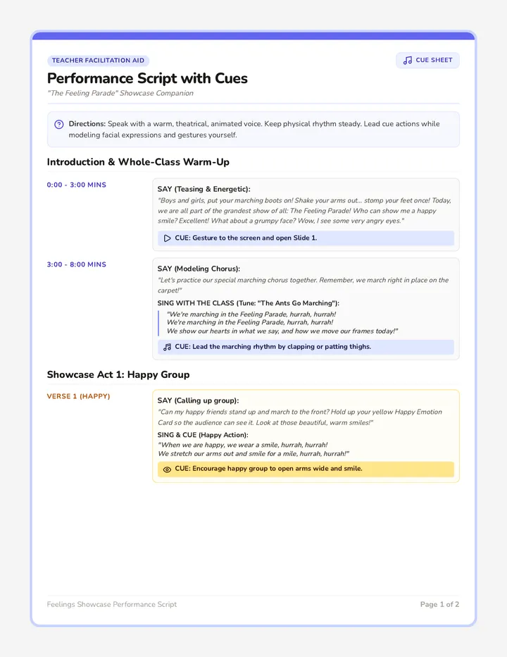Performance Script with Cues