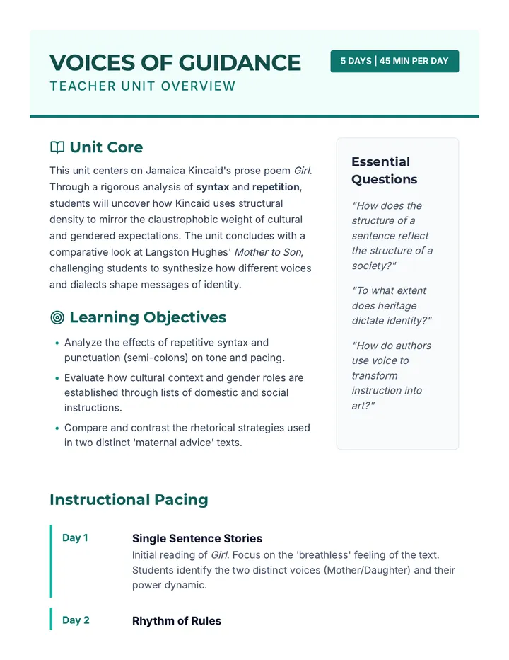 Voices Guidance Teacher Overview