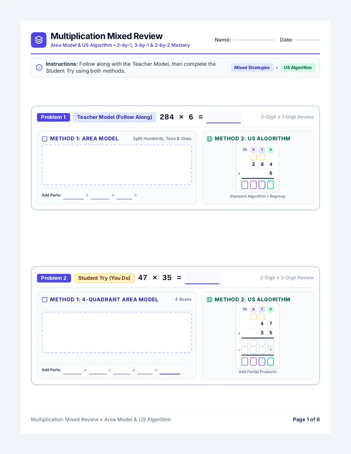 Multiplication Review Packet