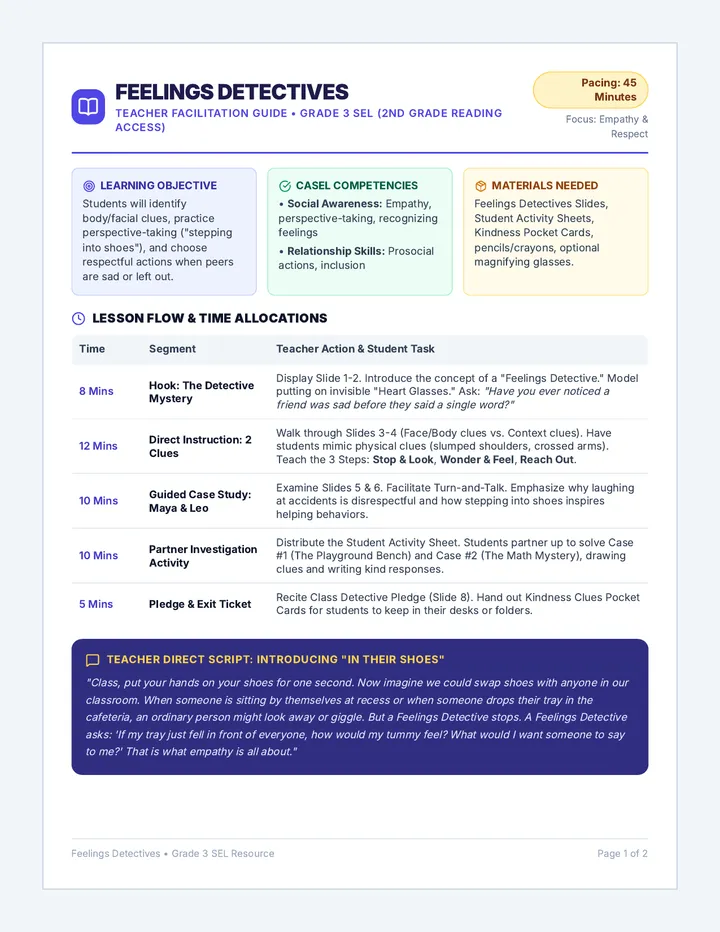 Feelings Detectives Teacher Guide