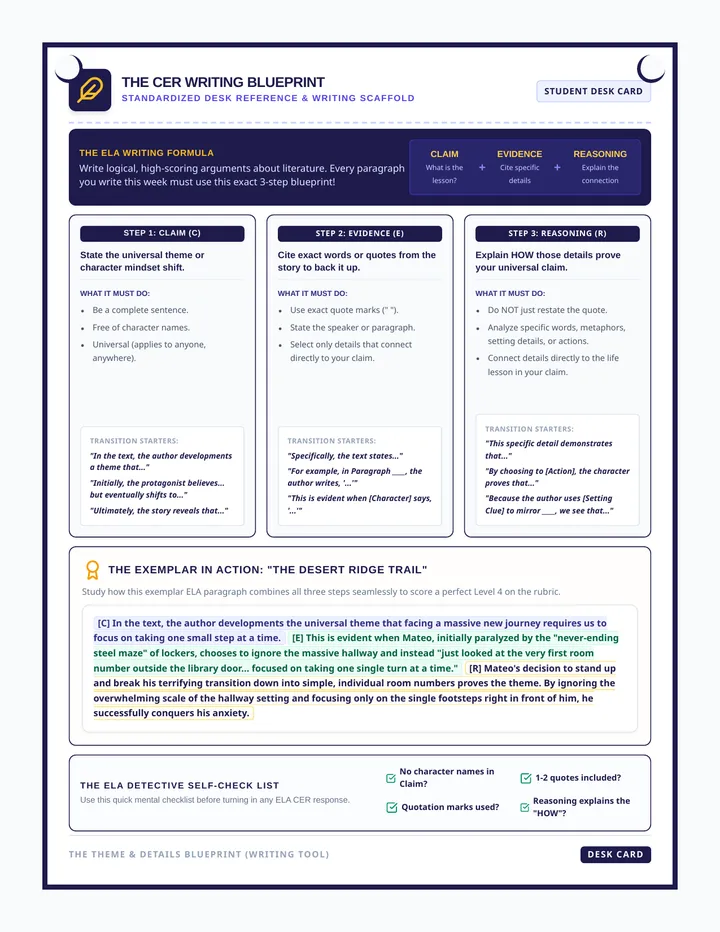 CER Writing Blueprint Card