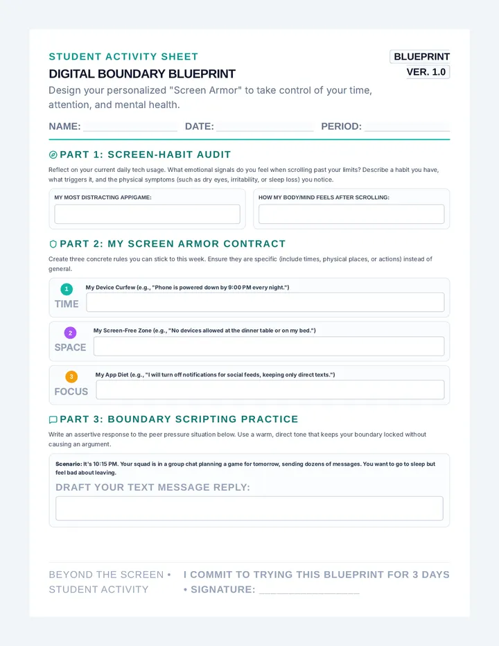 Digital Boundary Blueprint Worksheet