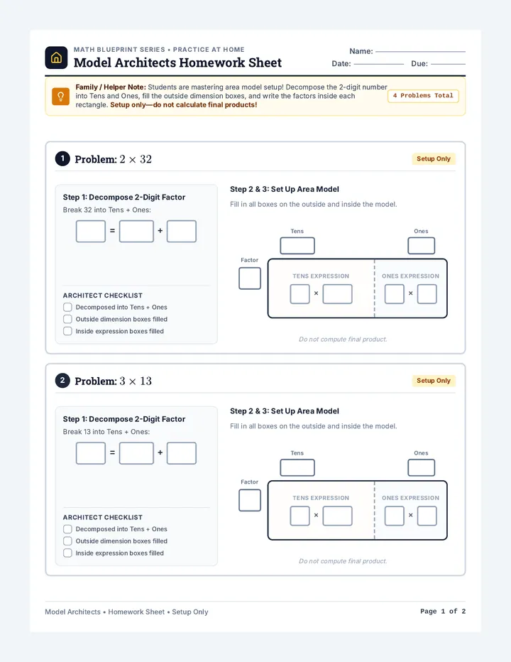 Model Architects Homework Sheet