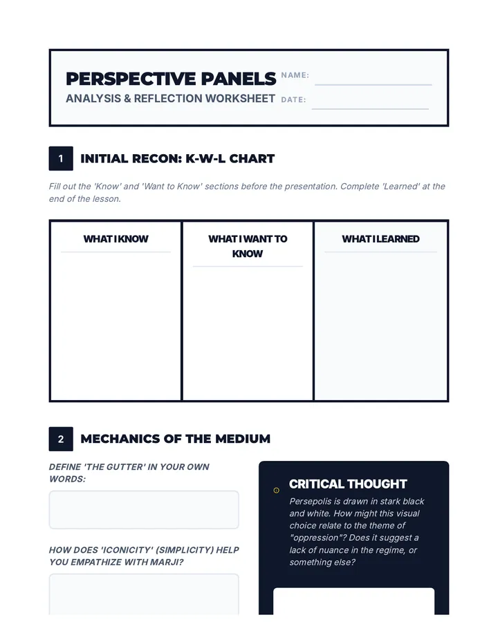 Perspective Panels Activity Sheet