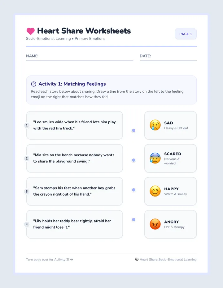 Heart Share Worksheets