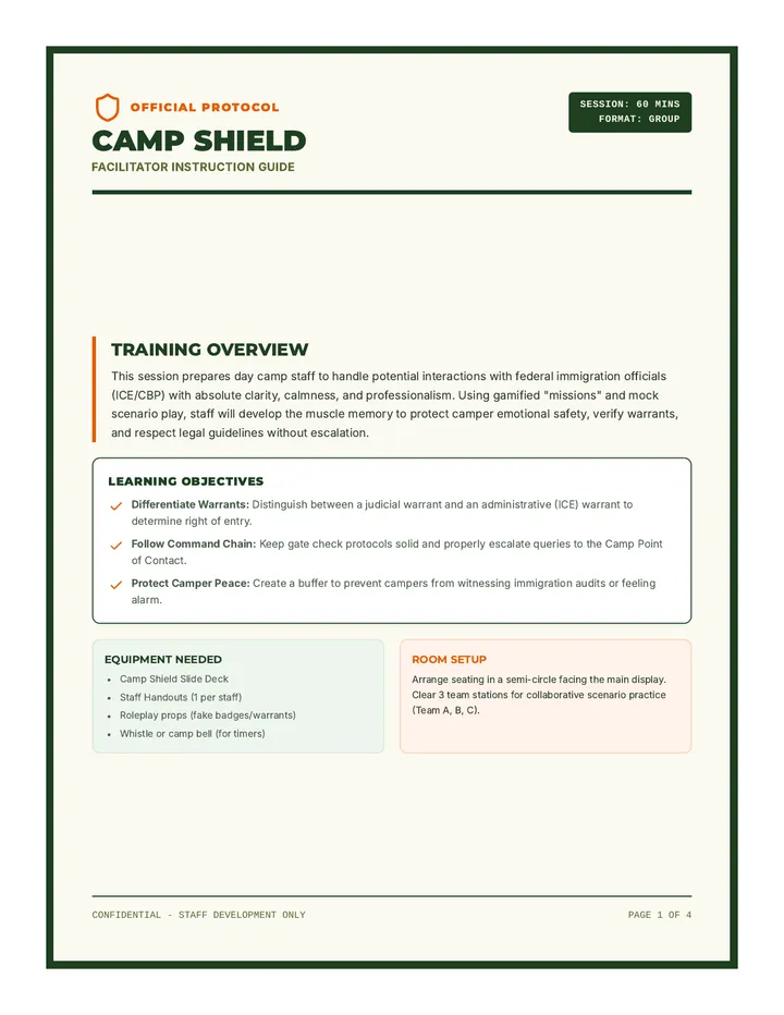 Camp Shield Facilitator Guide page 1
