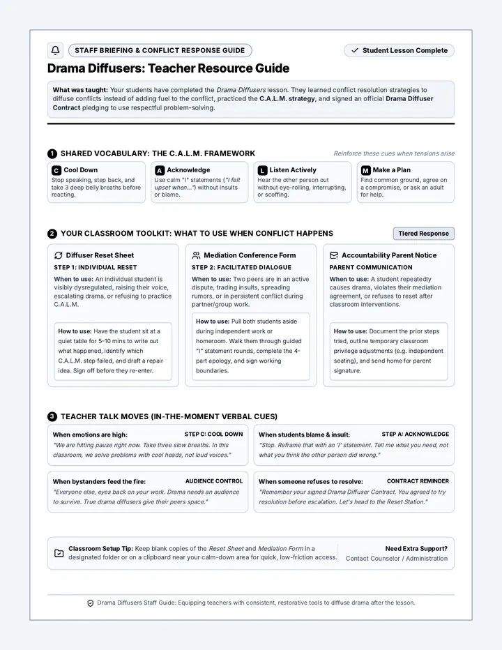Drama Diffusers Teacher Guide