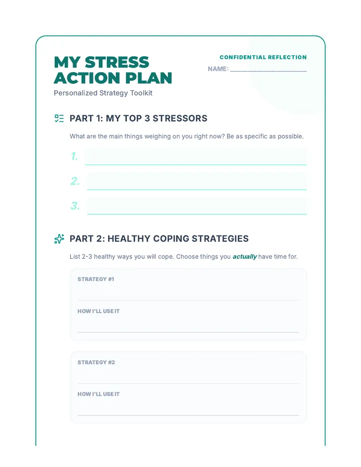 Stress Action Plan Worksheet