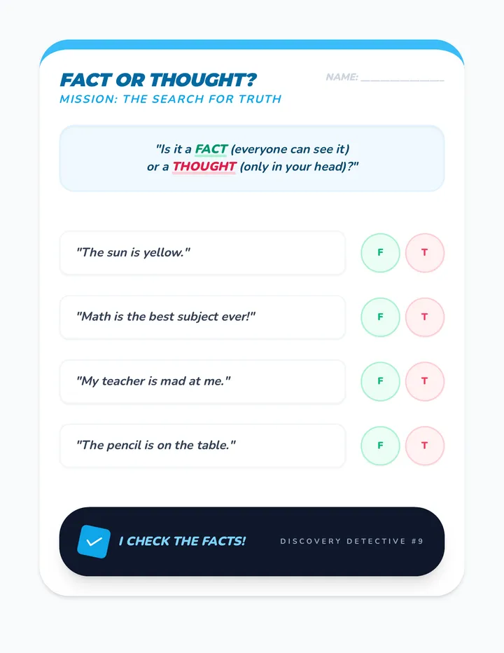 Fact or Thought Worksheet